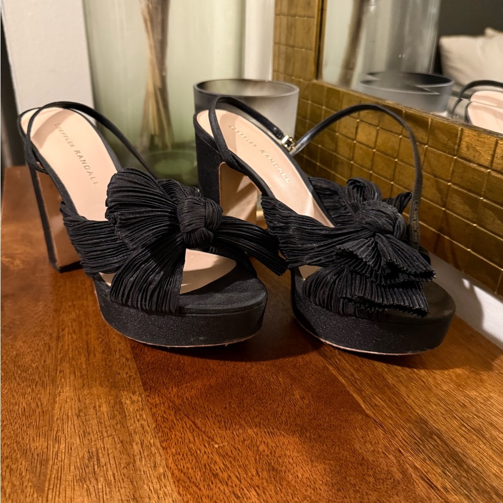 Loeffler Randall Black Platform Sandals with Bow